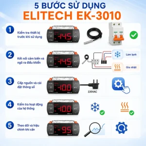 5 bước sử dụng bộ điều khiển nhiệt độ Elitech EK-3010