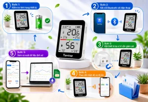 Cách dùng máy đo nhiệt độ, độ ẩm Bluetooth Temtop T1