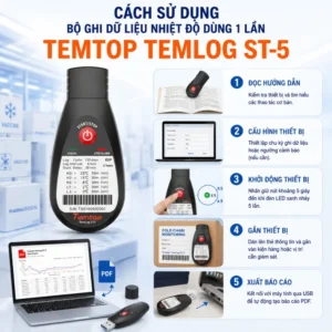 Cách sử dụng bộ ghi dữ liệu nhiệt độ dùng 1 lần Temtop TemLog ST-5