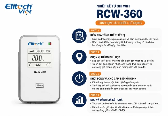 Cách sử dụng nhiệt kế tự ghi wifi Elitech RCW 360