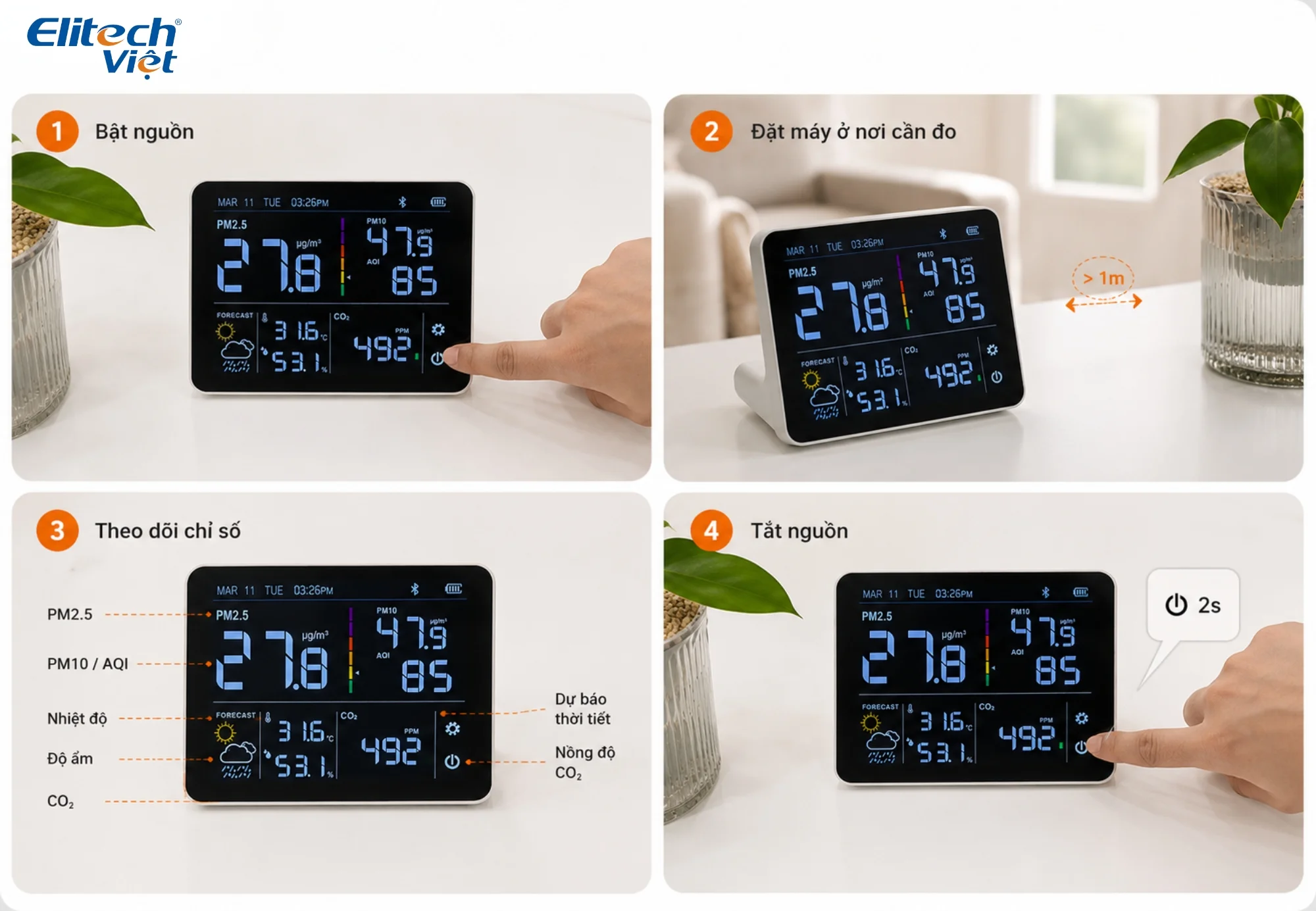 Cách sử dụng thiết bị đo chất lượng không khí Temtop M100
