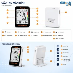 Cấu tạo máy đo nhiệt độ độ ẩm Temtop S1