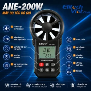 Thông số kỹ thuật của máy đo tốc độ gió Elitech ANE-200W