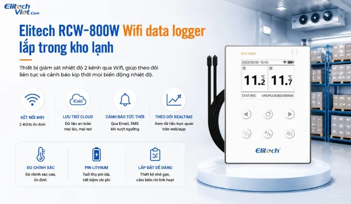 Elitech RCW-800W data logger wifi giám sát nhiệt độ kho lạnh realtime