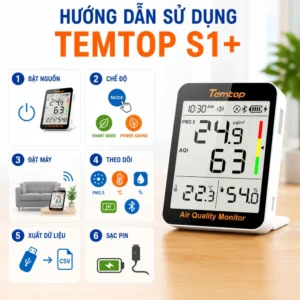 Hướng dẫn sử dụng máy đo chất lượng không khí Temtop S1+
