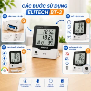Hướng dẫn sử dụng máy đo nhiệt độ, độ ẩm để bàn Elitech BT-3