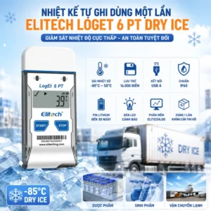 Nhiệt kế tự ghi Elitech LogEt 6 PT Dry Ice theo dõi nhiệt độ khô lạnh