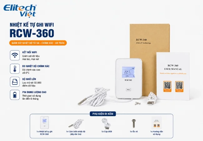 Bộ ghi nhiệt độ WiFi Elitech RCW-360