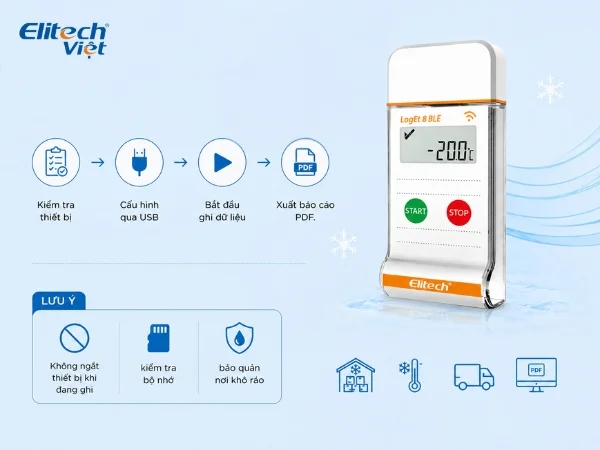 Quy trình vận hành máy ghi nhiệt độ Elitech LogEt 8 TE