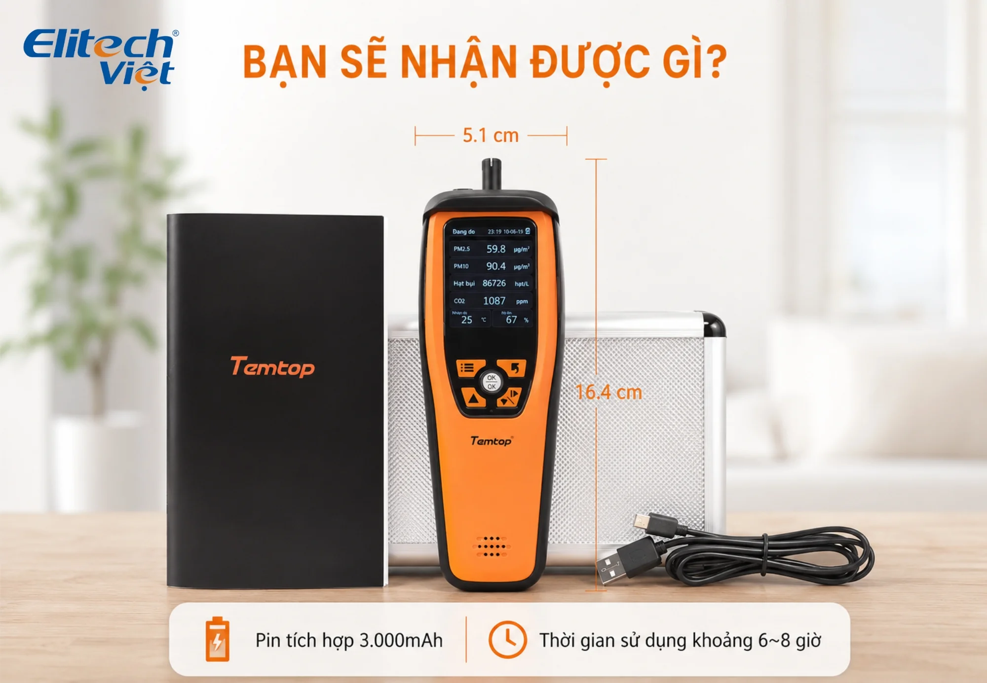 Thiết bị đo chất lượng không khí cầm tay Temtop M2000C 2nd