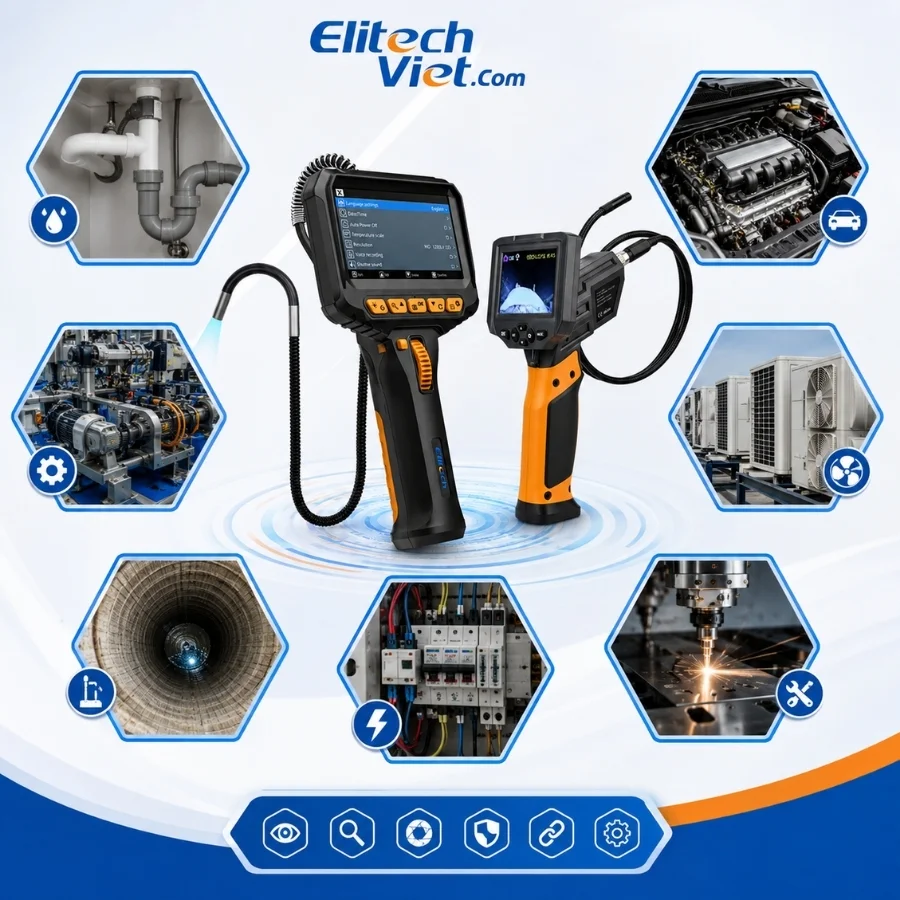 Camera nội soi công nghiệp Elitech kiểm tra đường ống, cơ khí, điện và hệ thống HVAC