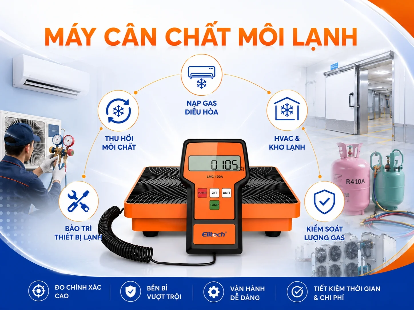 Máy cân chất môi lạnh giúp kiểm soát lượng gas chính xác