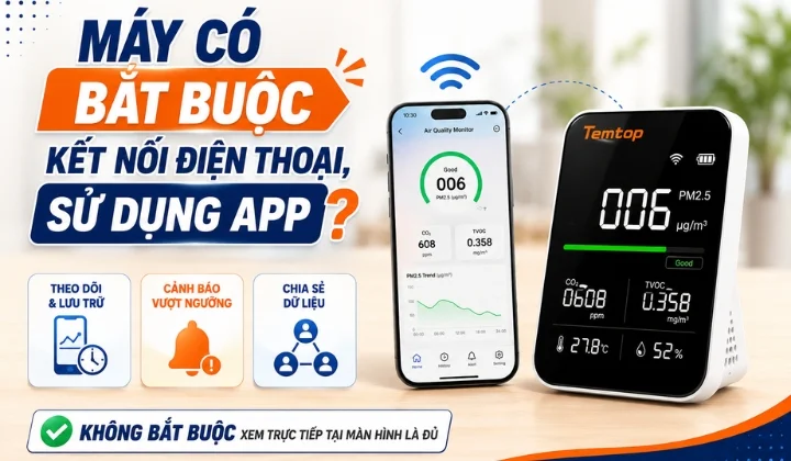 Máy đo không khí kết nối app điện thoại