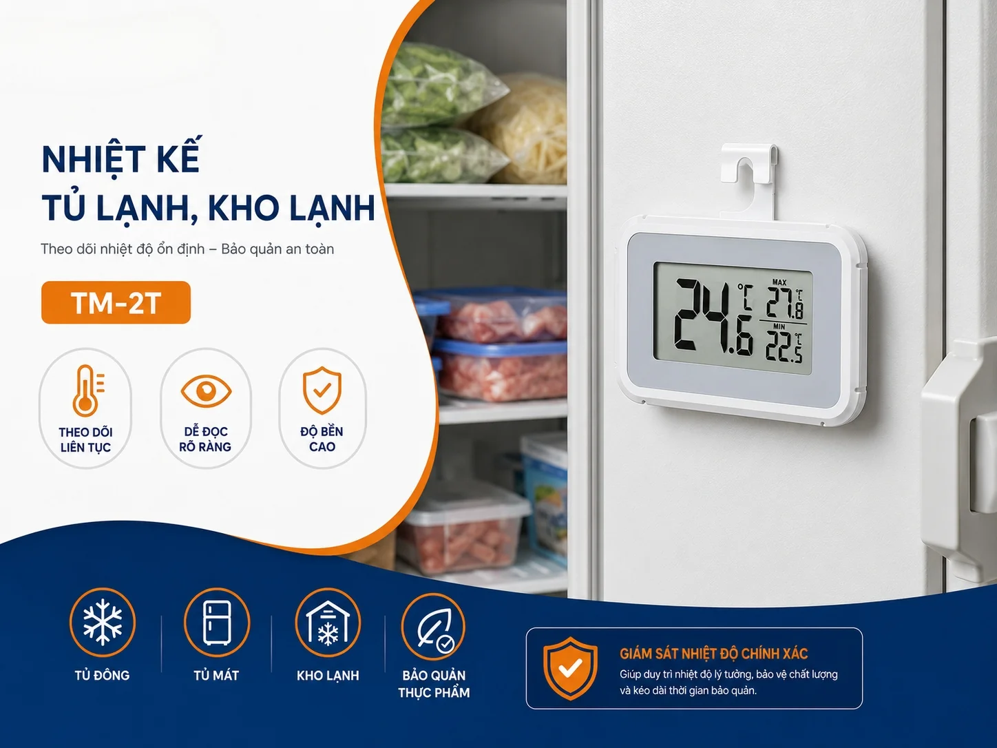 Hình ảnh nhiệt kế tủ lạnh, kho lạnh đo và giám sát nhiệt độ chính xác