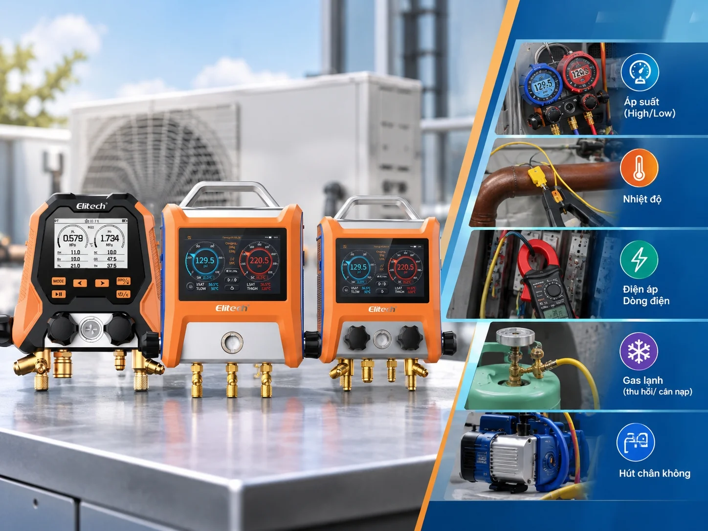Tổng hợp các thông số máy đo đa năng HVAC/R có thể đo được