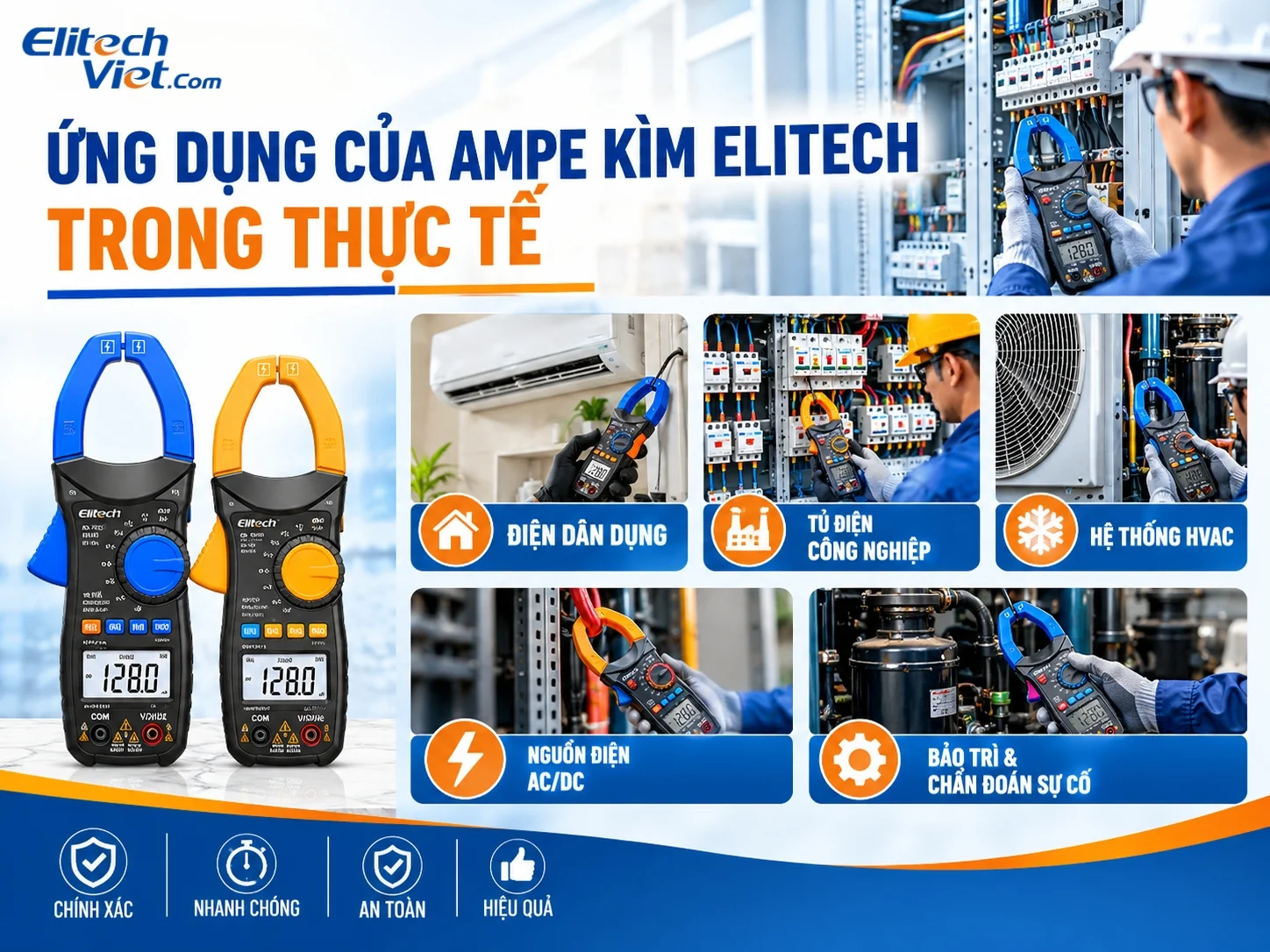 Ứng dụng của ampe kìm Elitech trong thực tế