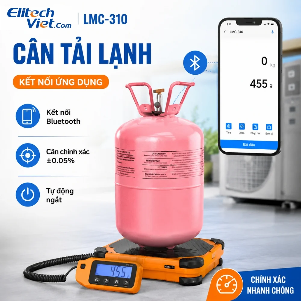 Cân nạp gas lạnh Elitech LMC-310 kết nối ứng dụng