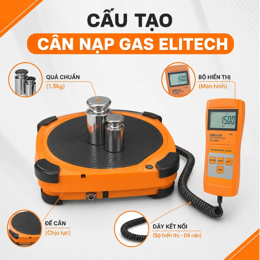 Cấu tạo cân nạp gas Elitech LMC-210