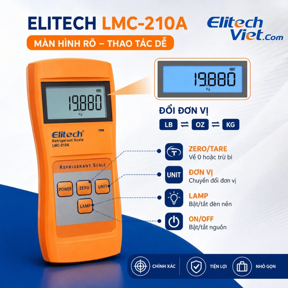 Chức năng và màn hình hiển thị Elitech LMC-210A