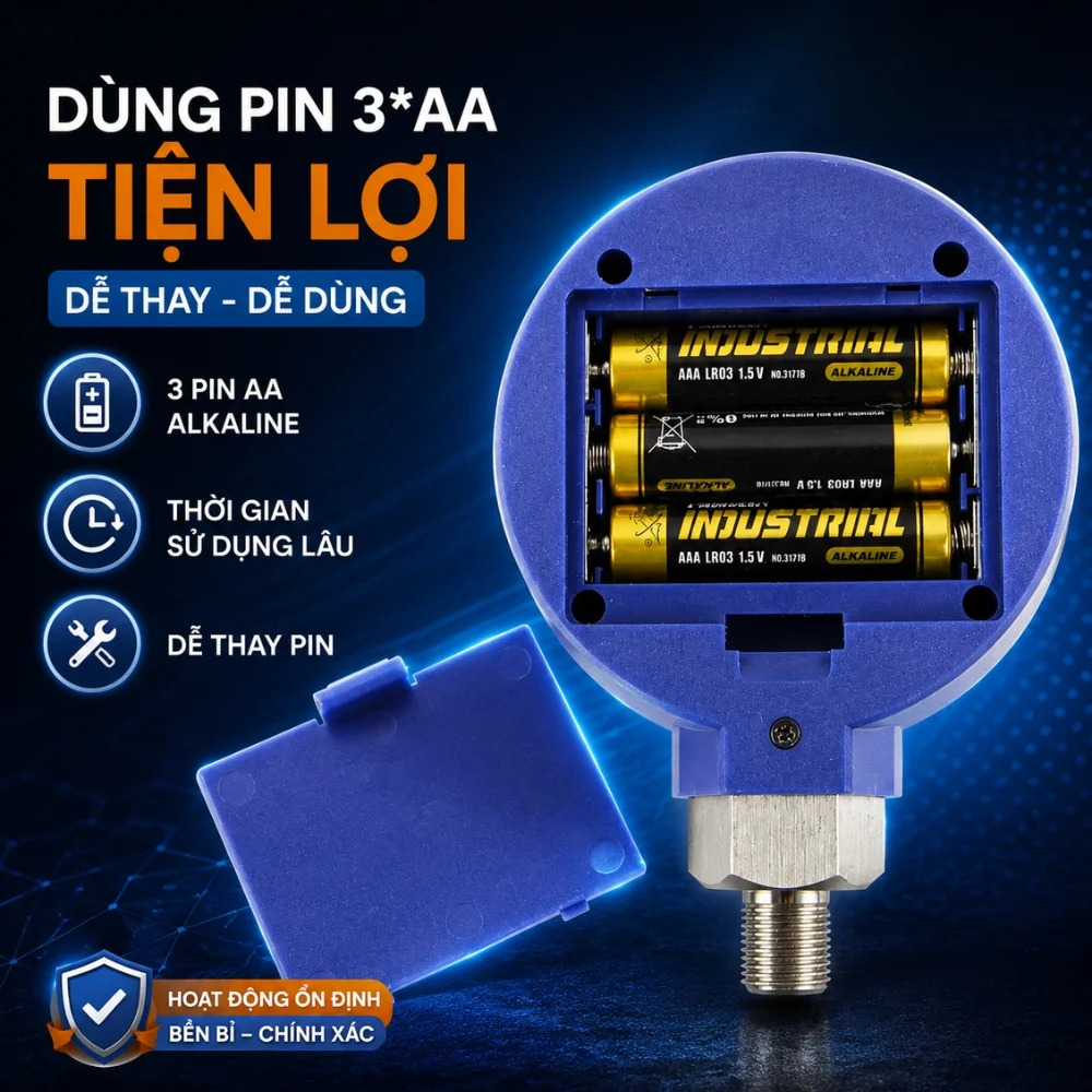 Đồng hồ đo áp suất kỹ thuật số Elitech PG-30Pro dùng pin AAA