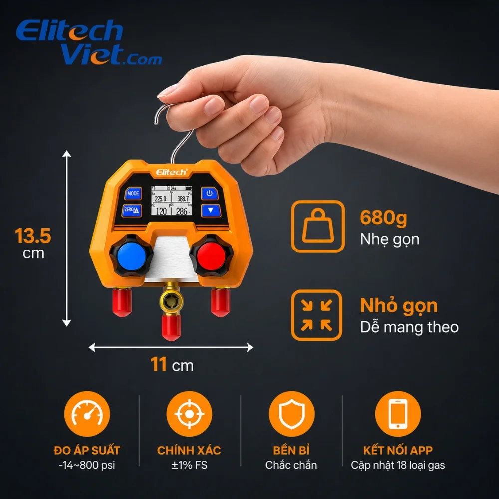 Elitech DMG-2SE hỗ trợ danh sách nhiều môi chất lạnh