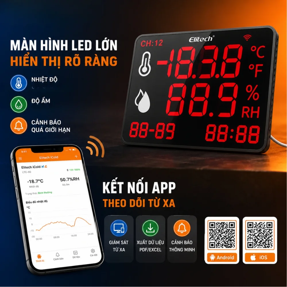 Elitech DR-230 kết nối Bluetooth theo dõi từ xa