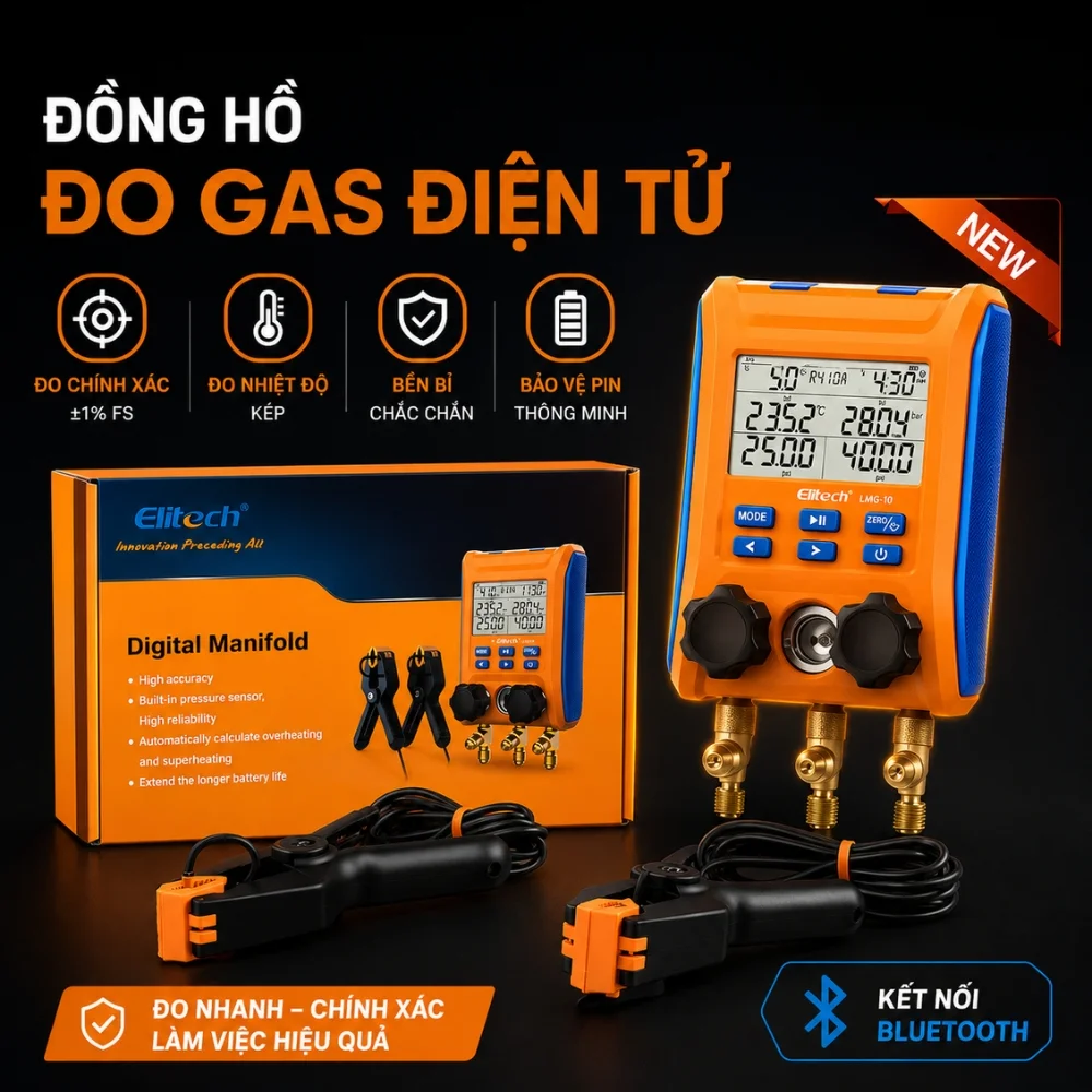 Elitech LMG-10 là đồng hồ manifold điện tử