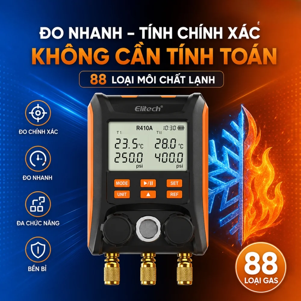 Elitech MS-1000S tự động tính toán thông số lạnh