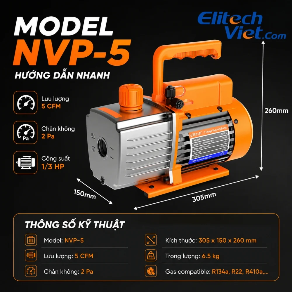 Thông số và kích thước của Elitech NVP-5