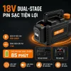 Elitech SVP-DC Pro sử dụng pin sạc Dual-Stage 18V