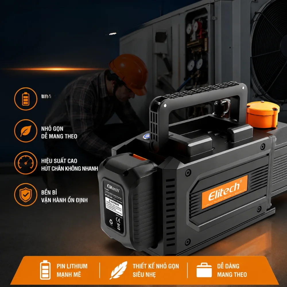 Thiết kế không dây của máy bơm chân không Elitech SVP-DC Pro