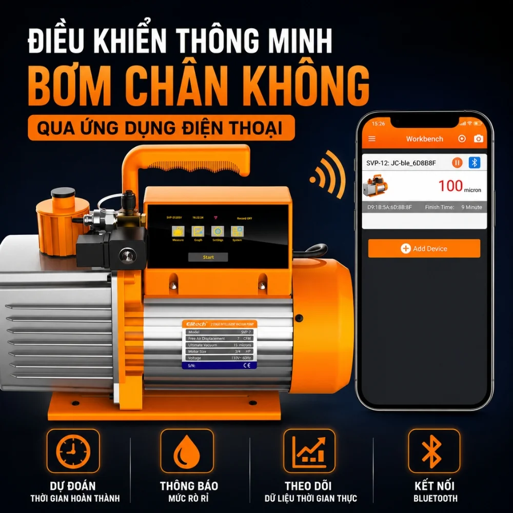 Elitech SVP-12 kết nối ứng dụng để điều khiển từ xa