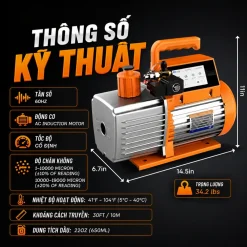 Thông số kỹ thuật của máy bơm chân không Elitech V Series