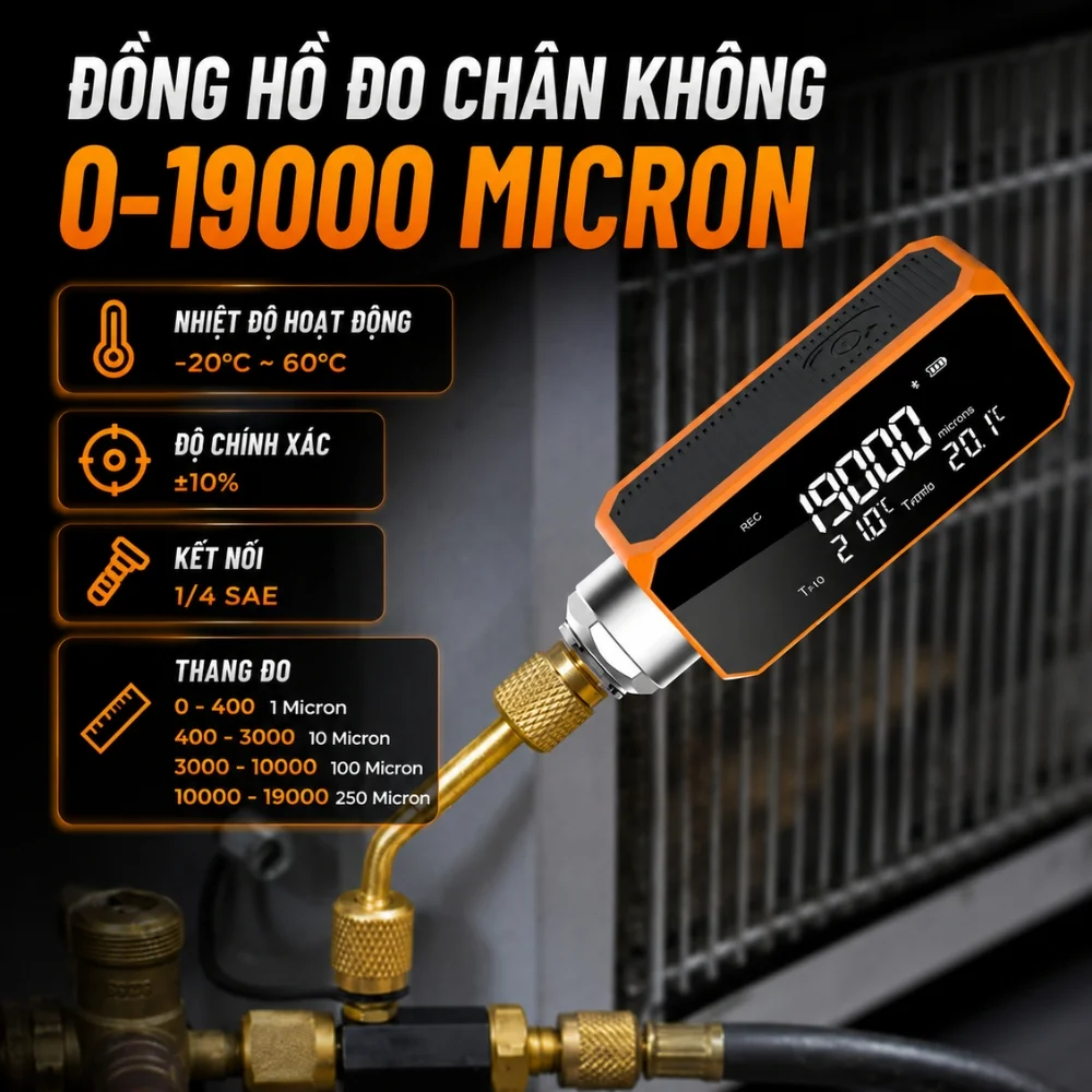 Elitech VGW-mini đo chân không đến 19.000 micron