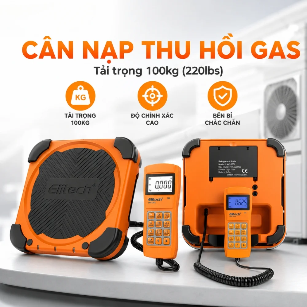 Hệ thống cân nạp và thu hồi gas lạnh Elitech LMC-300L