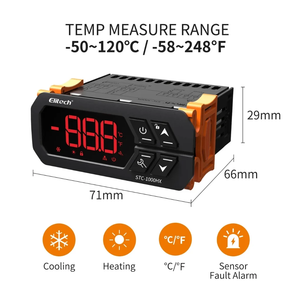 Kích thước bộ điều khiển nhiệt độ Elitech STC-1000HX