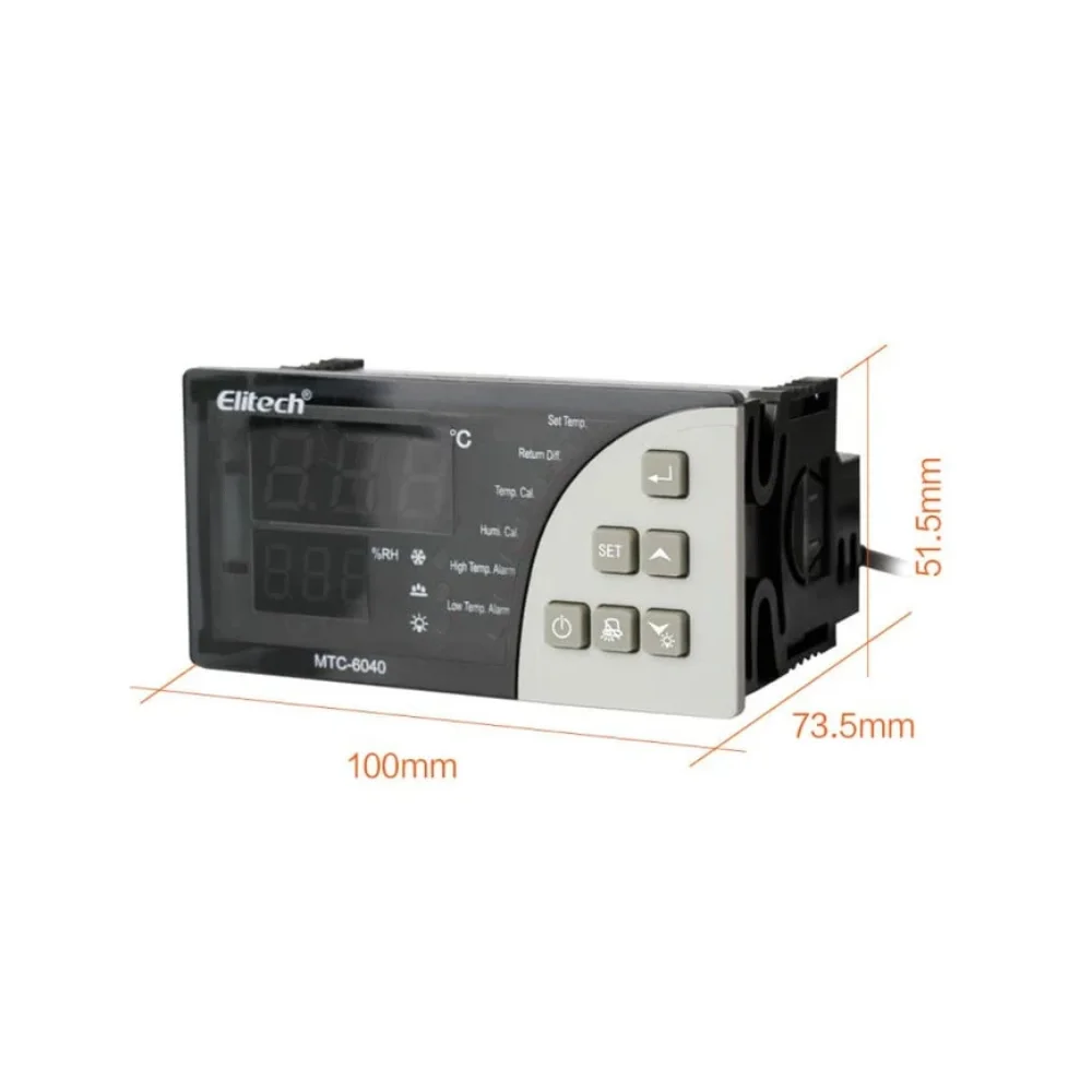 Kích thước bộ điều khiển nhiệt độ và độ ẩm Elitech MTC-6040