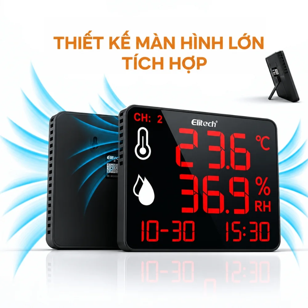 Màn hình Elitech DR-230W hiển thị trực quan