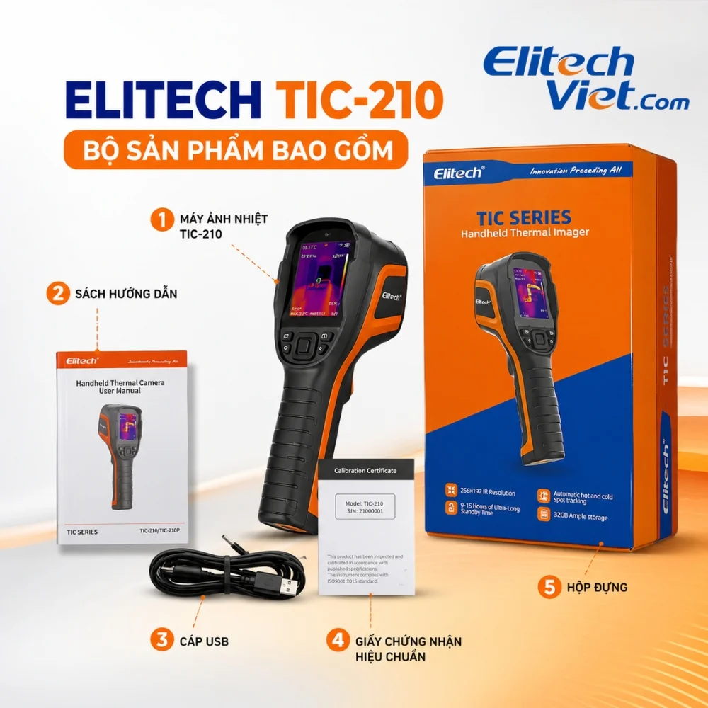 Máy ảnh nhiệt cầm tay Elitech TIC-210 bộ sản phẩm