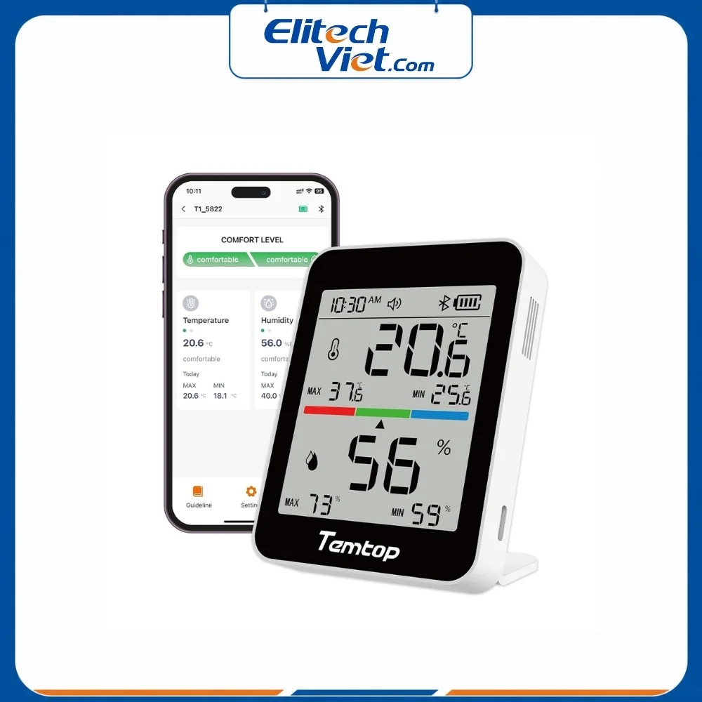 Máy đo nhiệt độ, độ ẩm Bluetooth Temtop T1