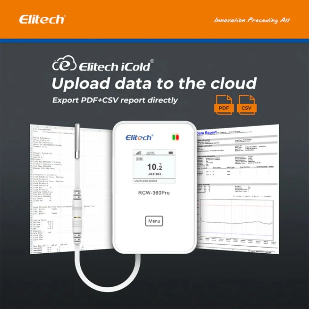 Máy ghi nhiệt độ 4G Elitech RCW-360Pro-SC-4G xuất dữ liệu