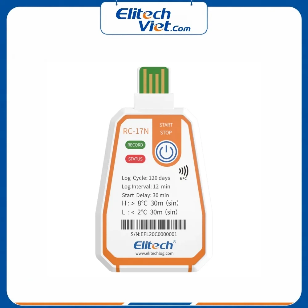 Nhiệt kế tự ghi dùng một lần NFC Elitech RC-17N