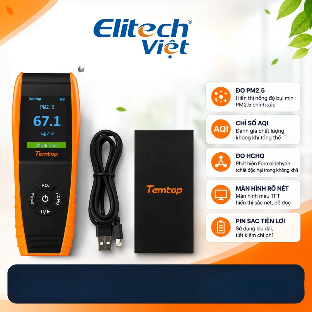 Phụ kiện đi kèm máy đo chất lượng không khí Temtop LKC-1000E 5 trong 1