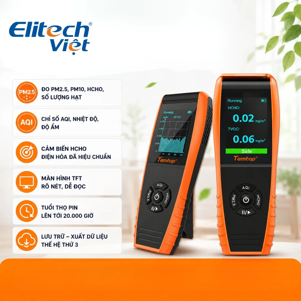 Các thông số chất lượng không khí trên Temtop LKC-1000E 5 trong 1