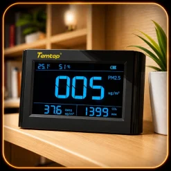 Temtop M1000 hiển thị nồng độ PM2.5 theo thời gian thực