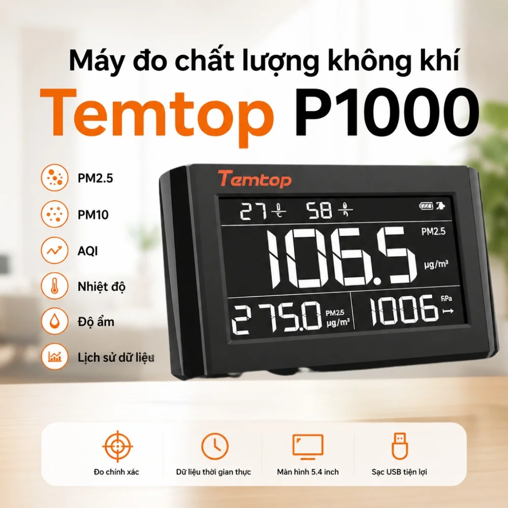 Temtop P1000 giám sát chất lượng không khí liên tục
