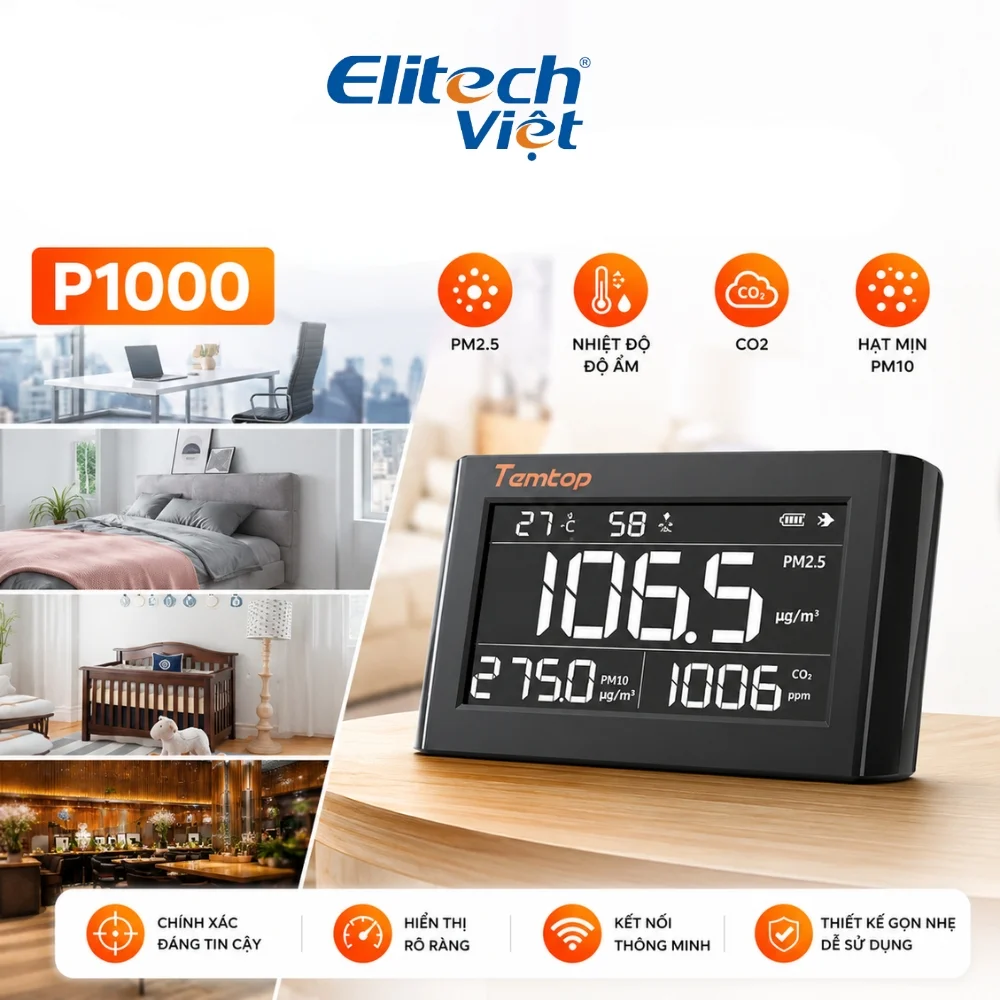 Màn hình hiển thị đa chỉ số chất lượng không khí của Temtop P1000