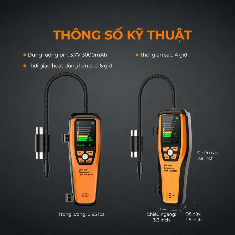 Thiết kế máy dò rò rỉ hồng ngoại Elitech ILD-300 nhỏ gọn, đầy đủ tính năng