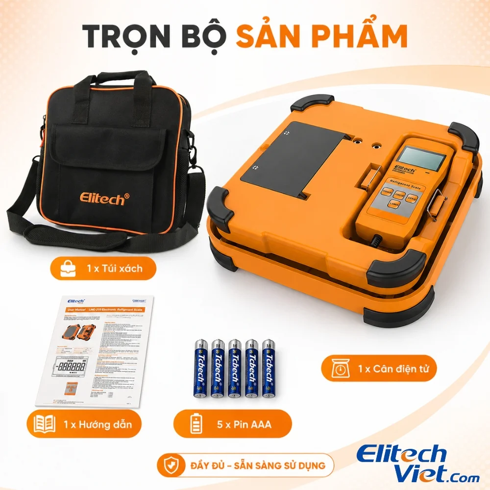 Trọn bộ phụ kiện cân nạp gas Elitech LMC-200A