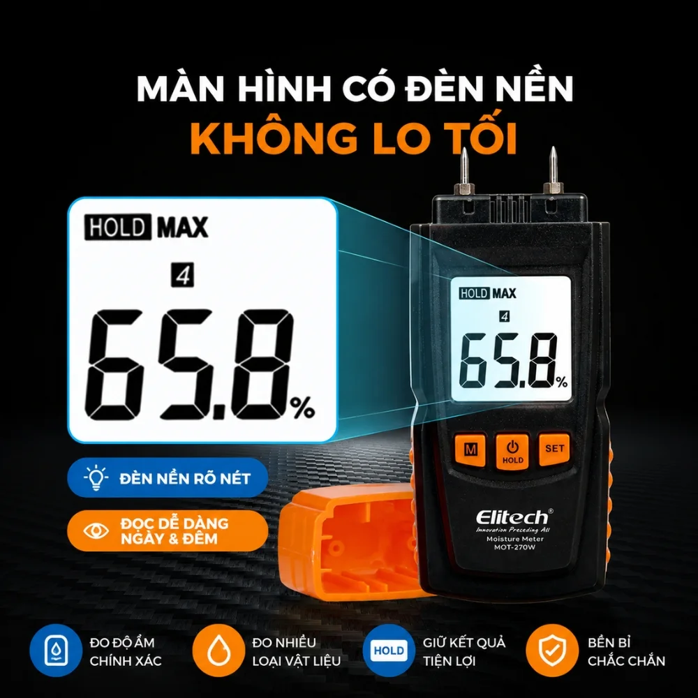 Màn hình hiển thị rõ nét của Elitech MOT-270W